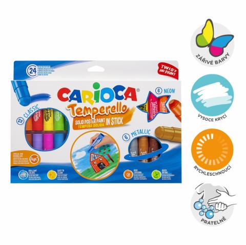 Barvy temperové suché twist Carioca v tyčince 24barev